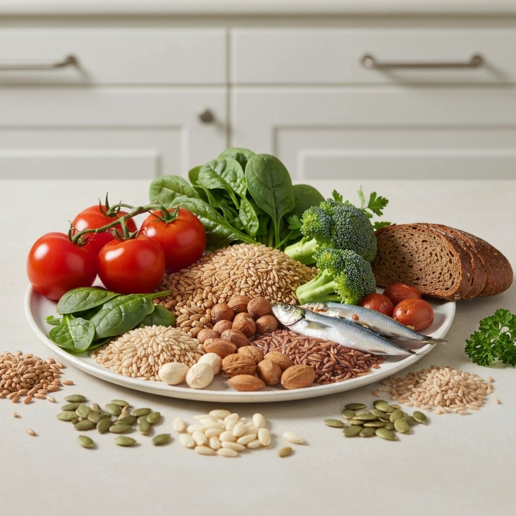 Diverse whole foods showing various nutrients